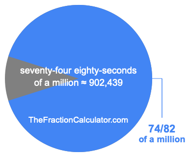 What is 74/82 of a million?
