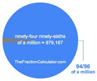 What is 94/96 of a million?