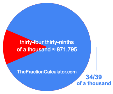 What is 34/39 of a thousand?